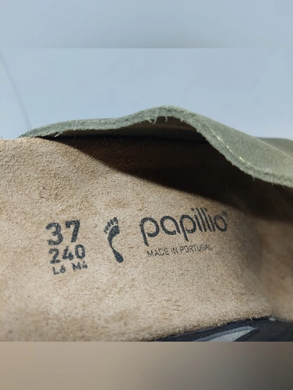 Papillio by Birkenstock Namica Suede Wedge Olive Green Metallic Womens Size 6